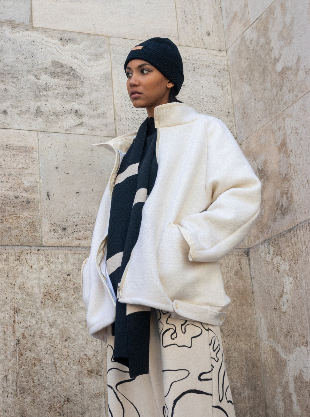 Fehér raglán ujjú női kabát - ARCHIVE