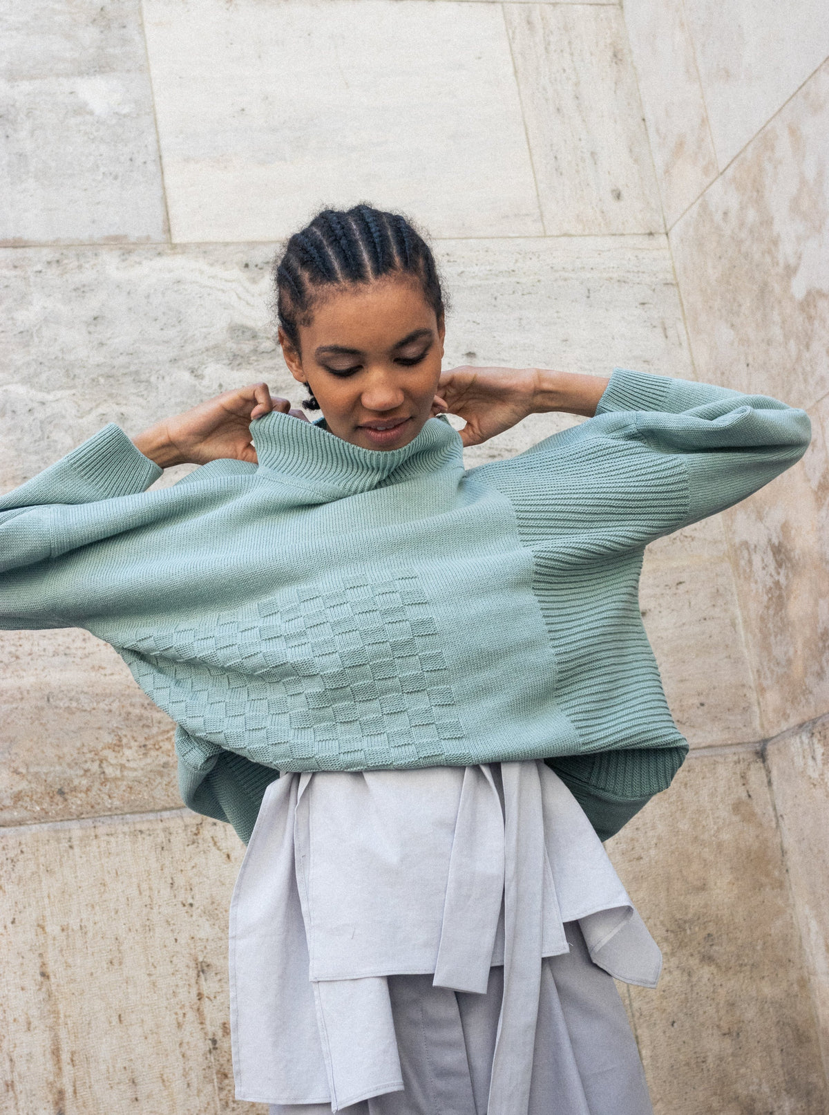 Mint knitted oversized unisex sweater