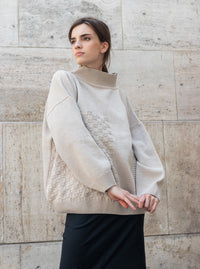 Beige knitted oversized unisex sweater