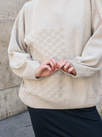 Beige knitted oversized unisex sweater