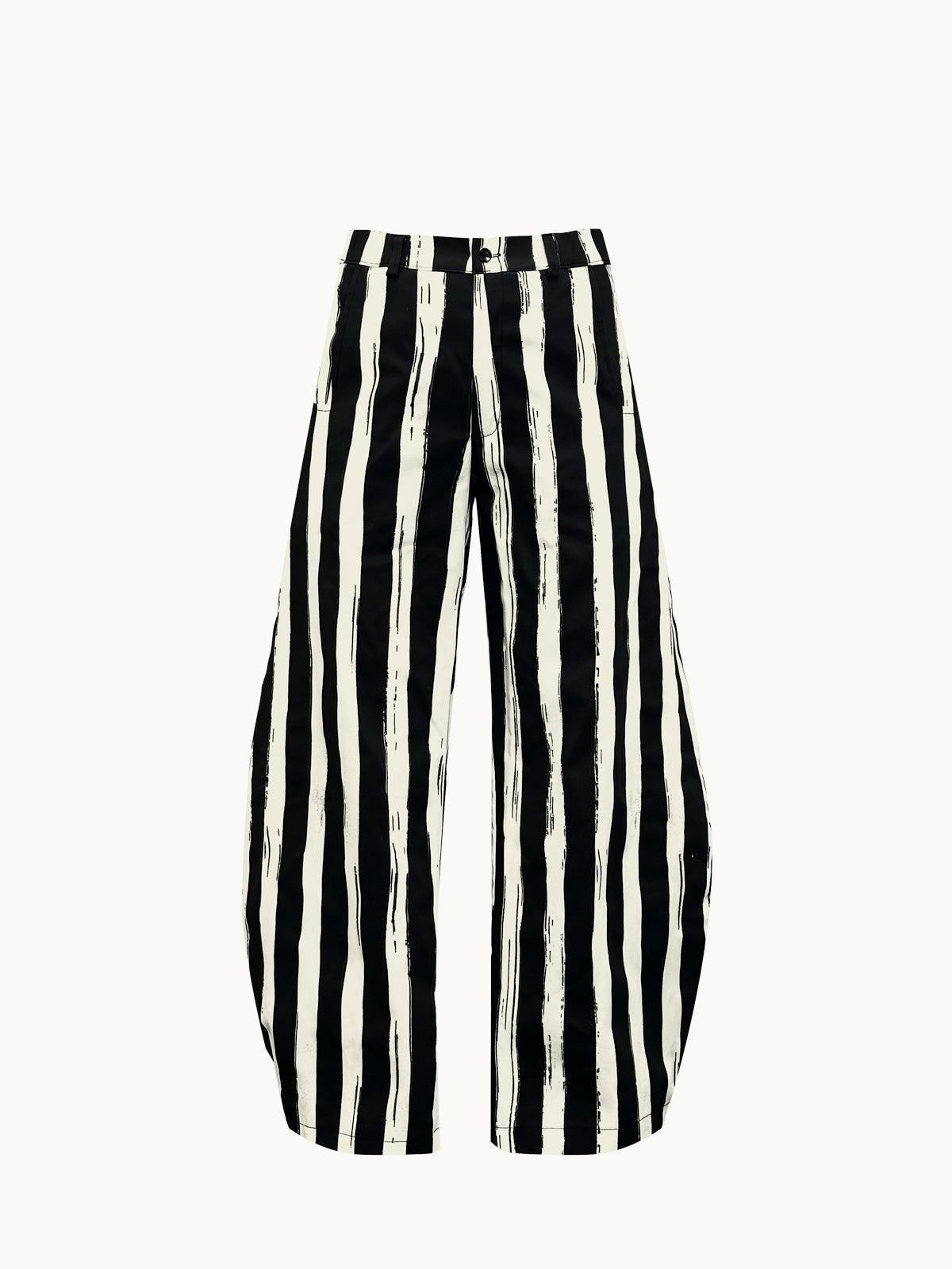 Natural black striped women's long barrel trousers