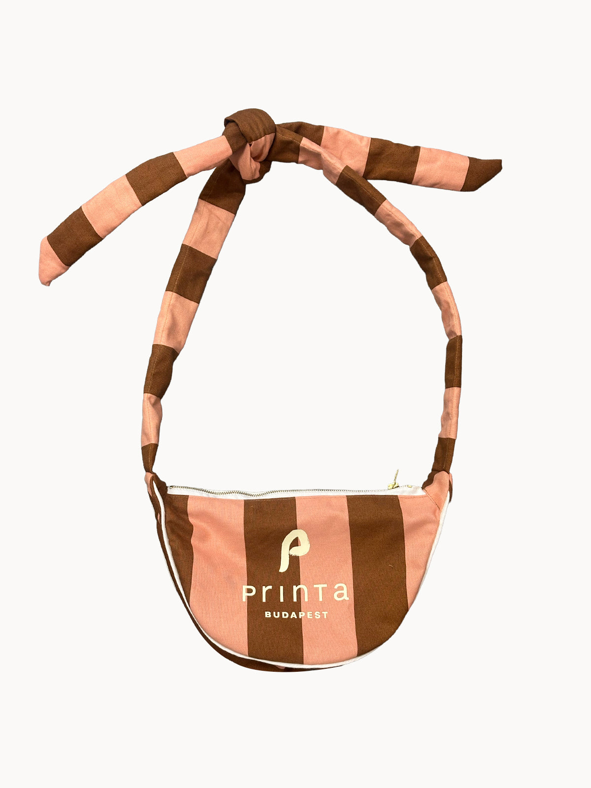 Barack-barna csíkos félkör crossbody táska