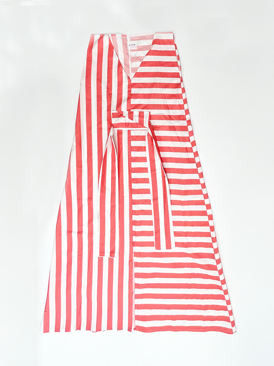 ZW salmon-white striped maxi dress