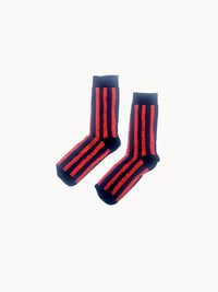 Red and blue striped socks