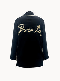 Fekete női sálas kabát