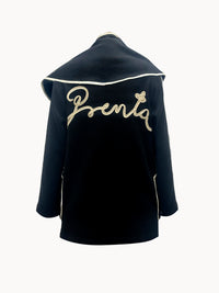 Fekete női sálas kabát