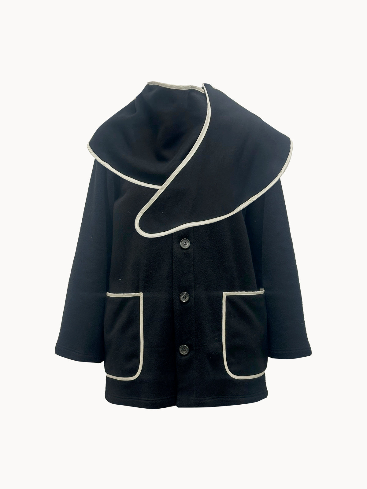 Fekete női sálas kabát