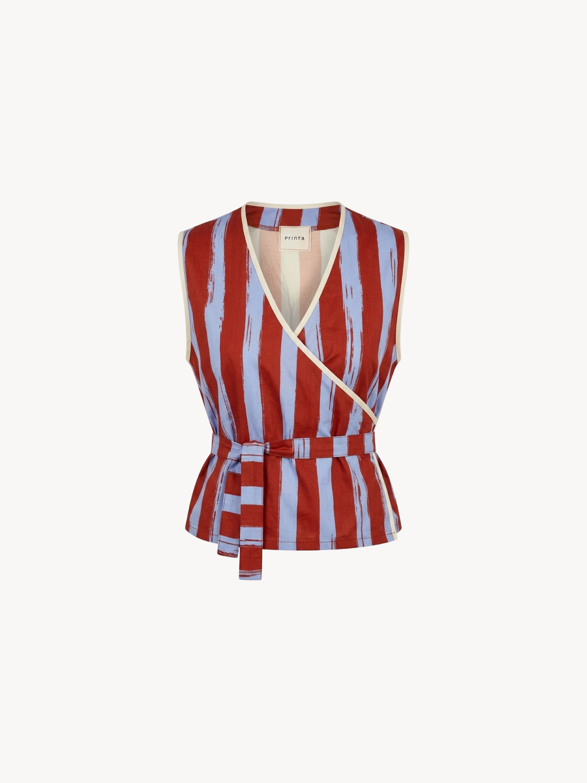 Purple and brown striped wrap women's top