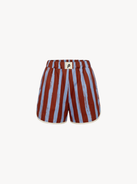Purple and brown striped women's shorts