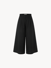 Black linen women's culotte trousers