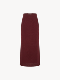 Burgundy linen women's maxi skirt