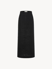 Black linen women's maxi skirt