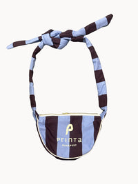 Kék-barna csíkos félkör crossbody táska