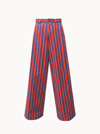 Purple-red striped loose women's pants