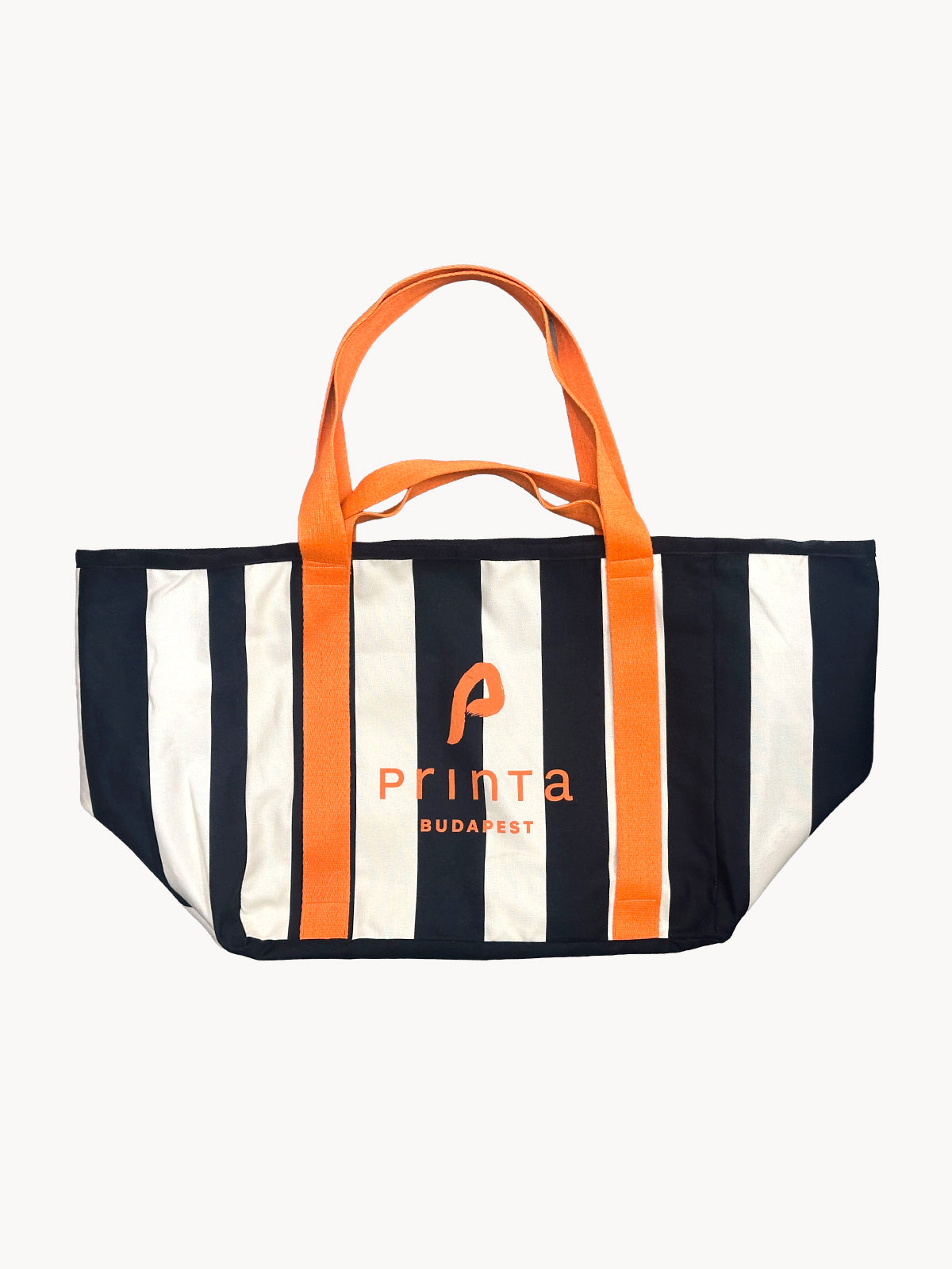 Natúr fekete csíkos shopper