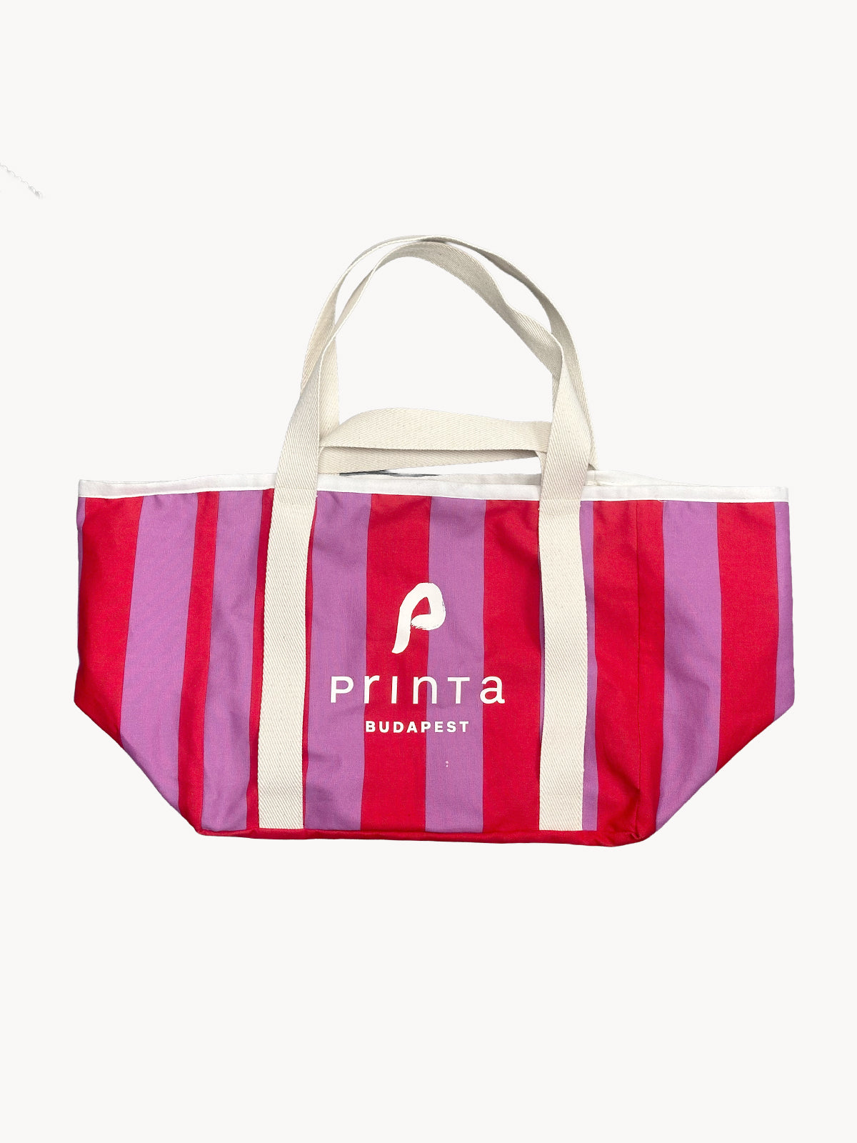 Piros-lila csíkos shopper