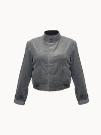 Women's gray corduroy bomber jacket