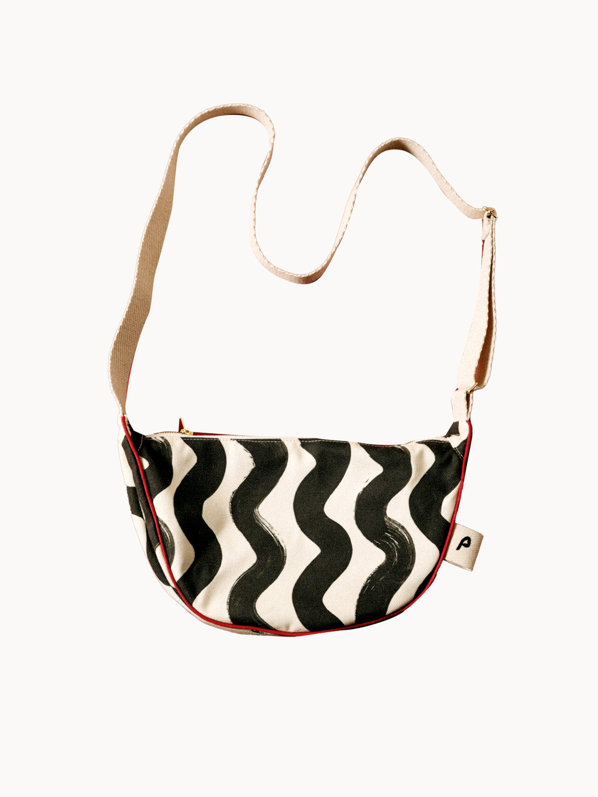 Vague immense natural-black semi-circle bag