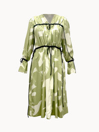 Sursaut natúr-zöld megkötős női midiruha - ARCHIVE