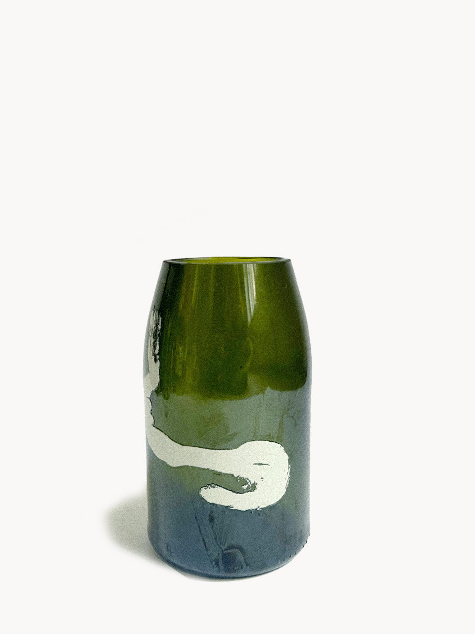 Green cut glass vase