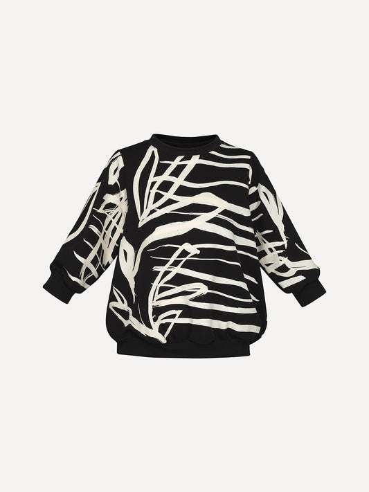 Women's herbs and stripes black oversized pullover