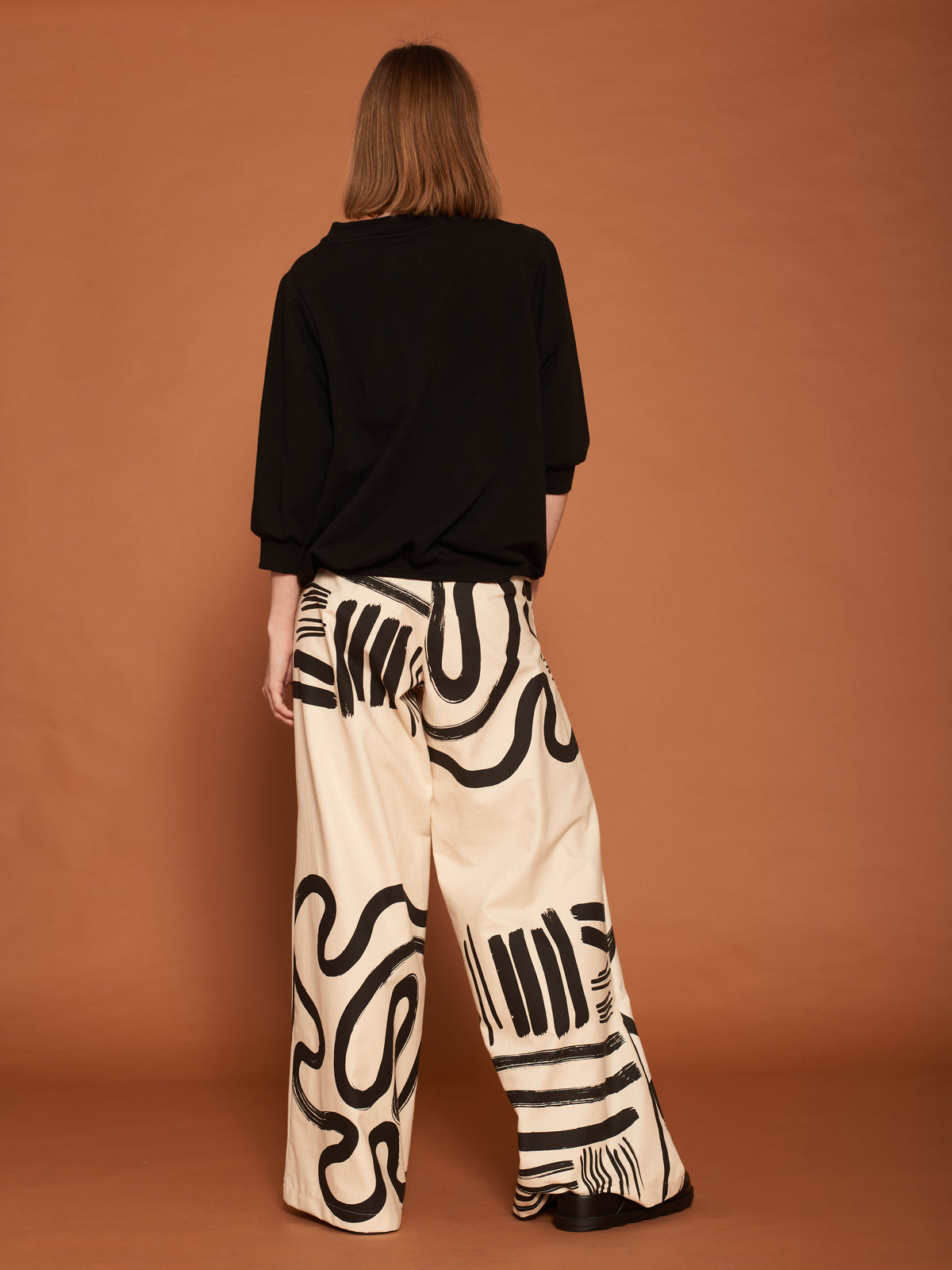 Curves and stripes natural women's loose pants