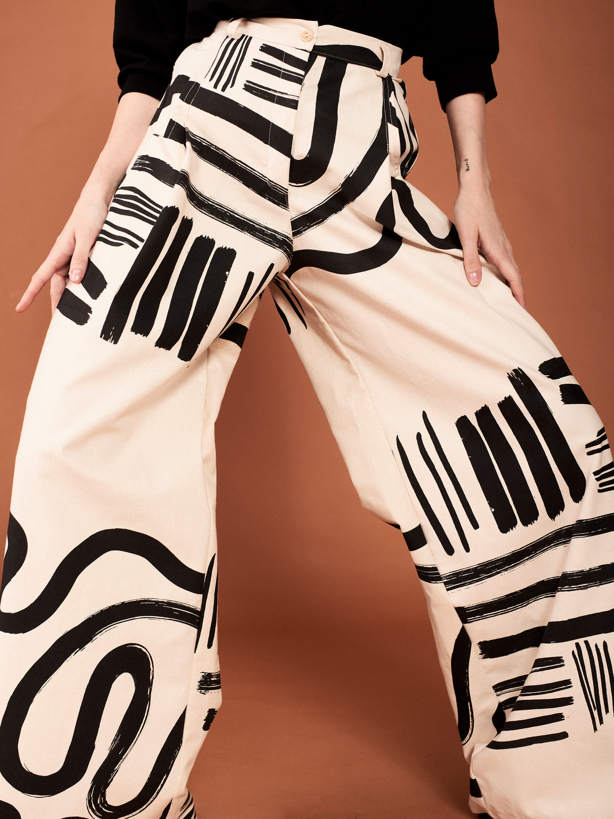 Curves and stripes natural women's loose pants