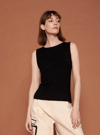 Fekete női ujjatlan póló - ARCHIVE