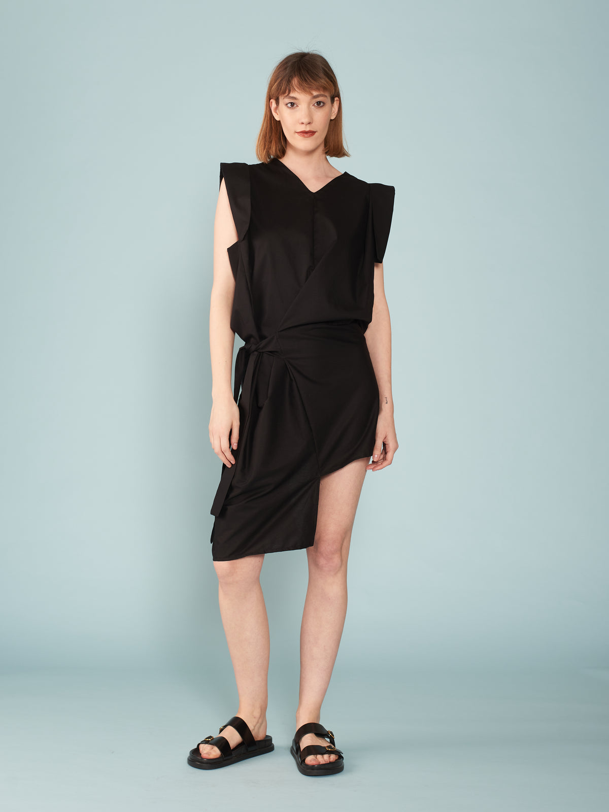 ZW black lapel sleeve women's dress