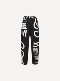 Curves and stripes black women's slouchy pants