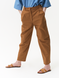 Mustár színű pamutvászon slouchy női nadrág