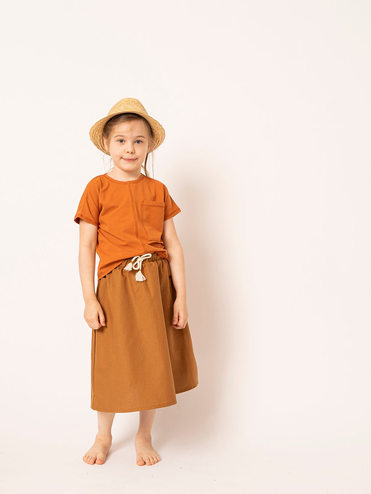 <transcy>Mustard cotton skirt for little girls</transcy>