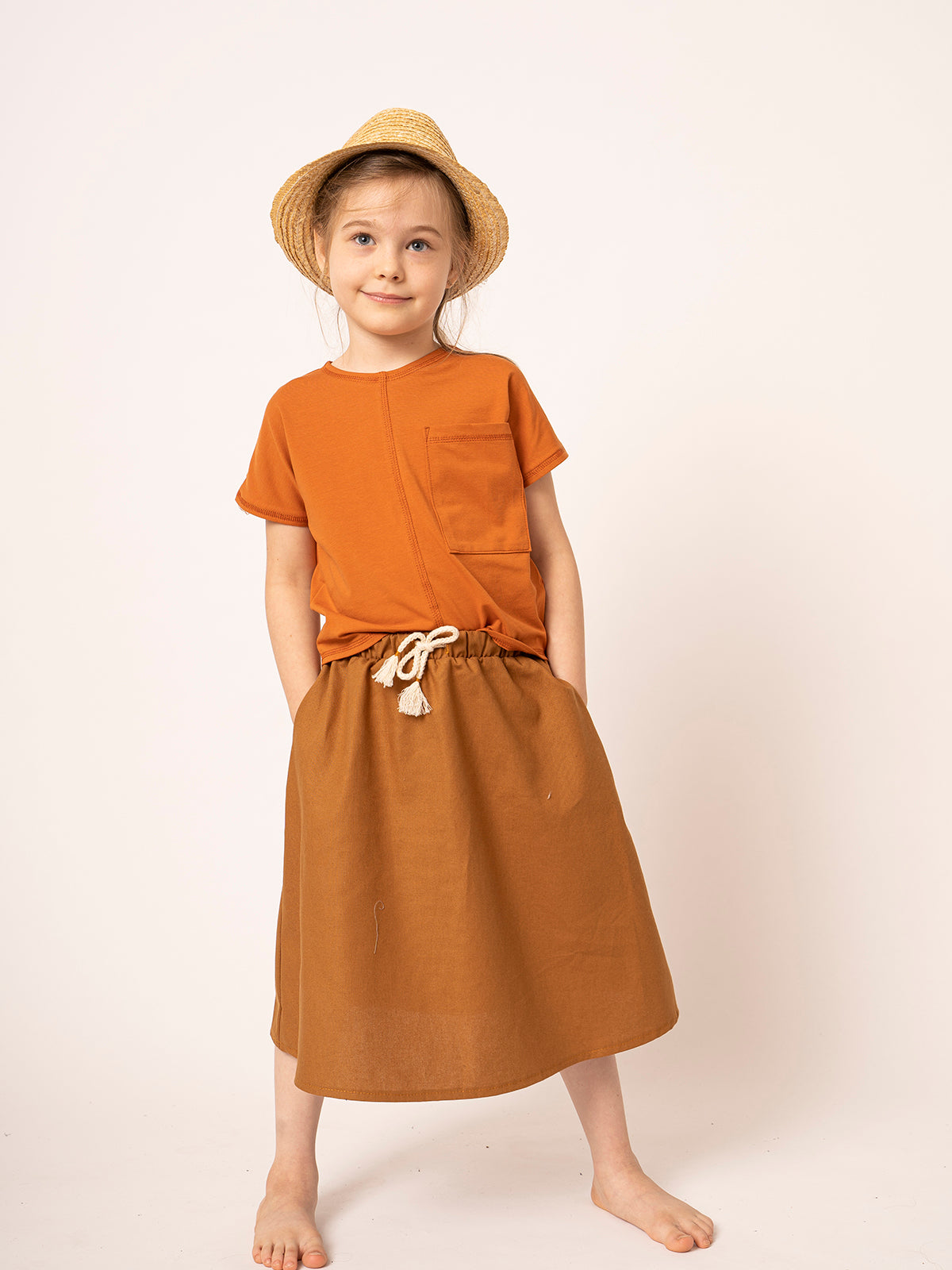 Mustard cotton skirt for little girls
