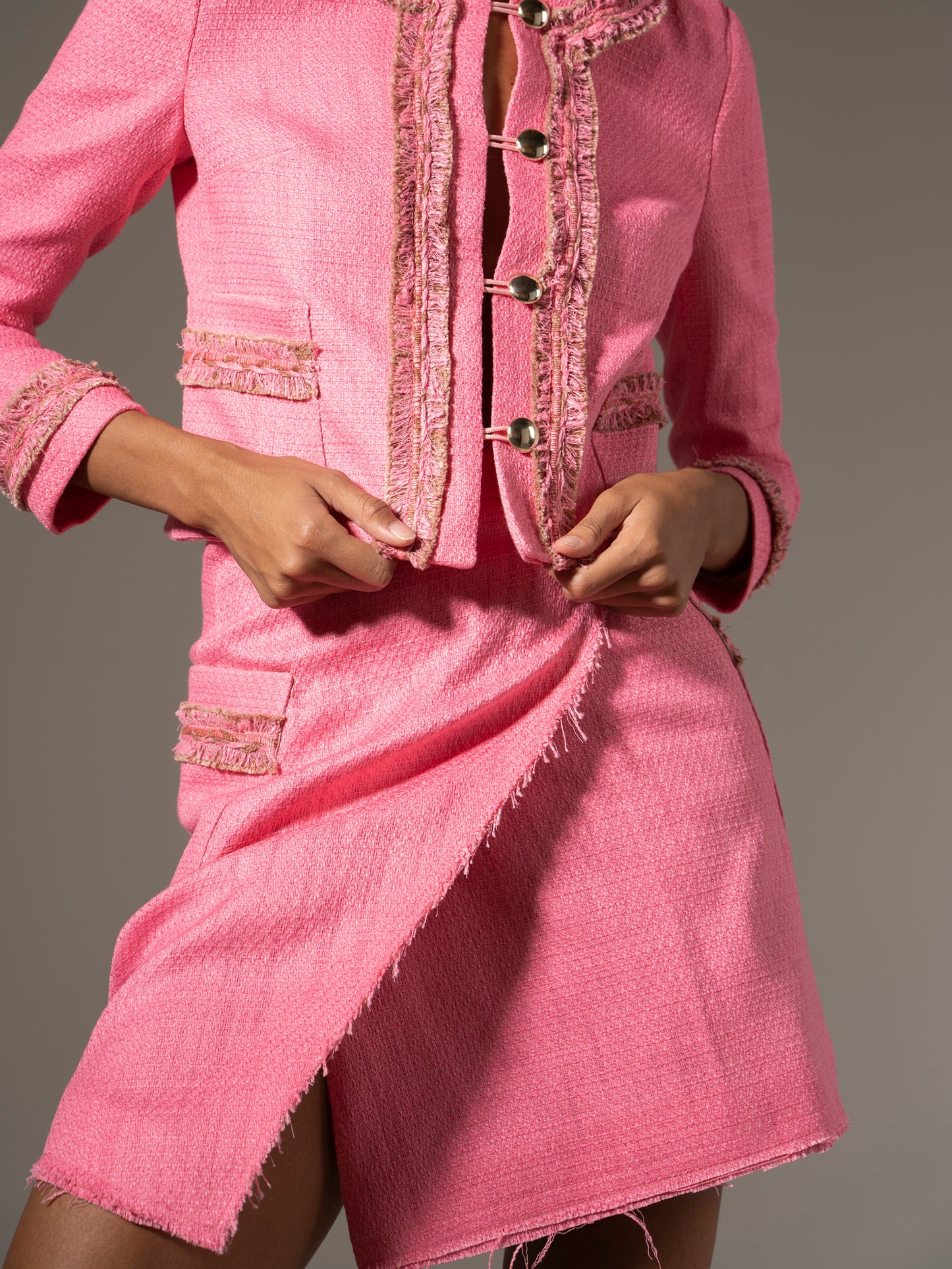 "Jacquard" rózsaszín női kabátka