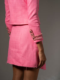 "Jacquard" pink overlapping skirt