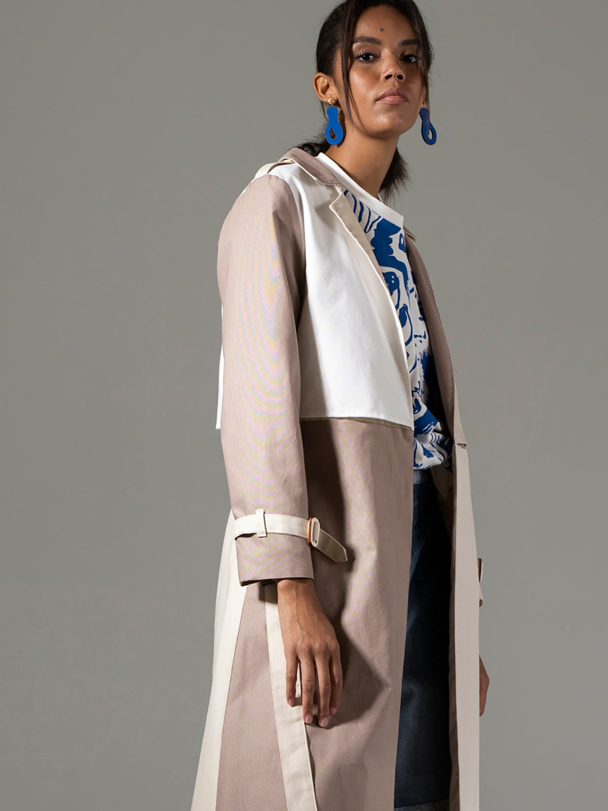 Patchwork style trench coat