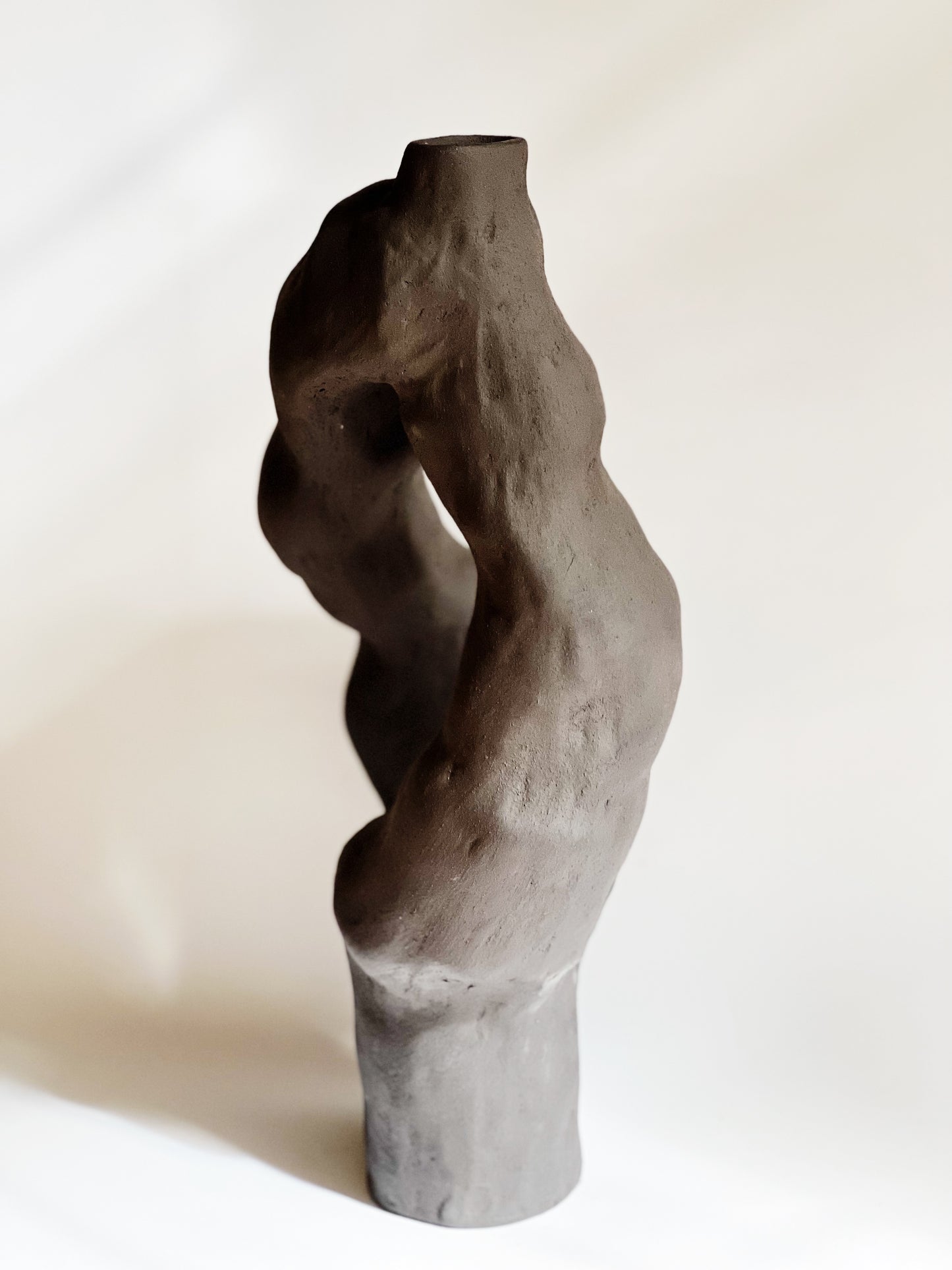Large black organic ceramic vase