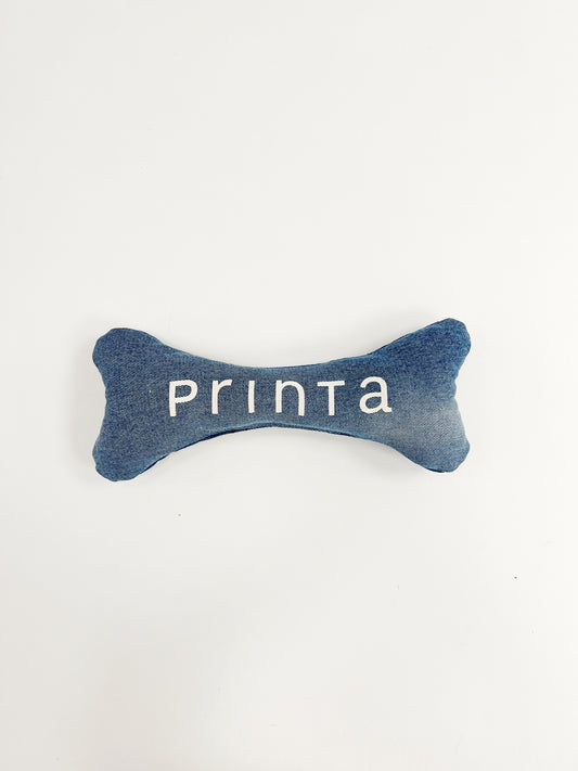 Bone shaped denim toy for dogs
