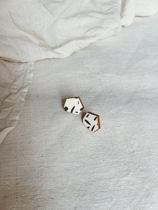 Geometric small pattern medium wooden earrings