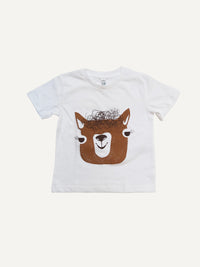 White children's t-shirt with alpaca pattern