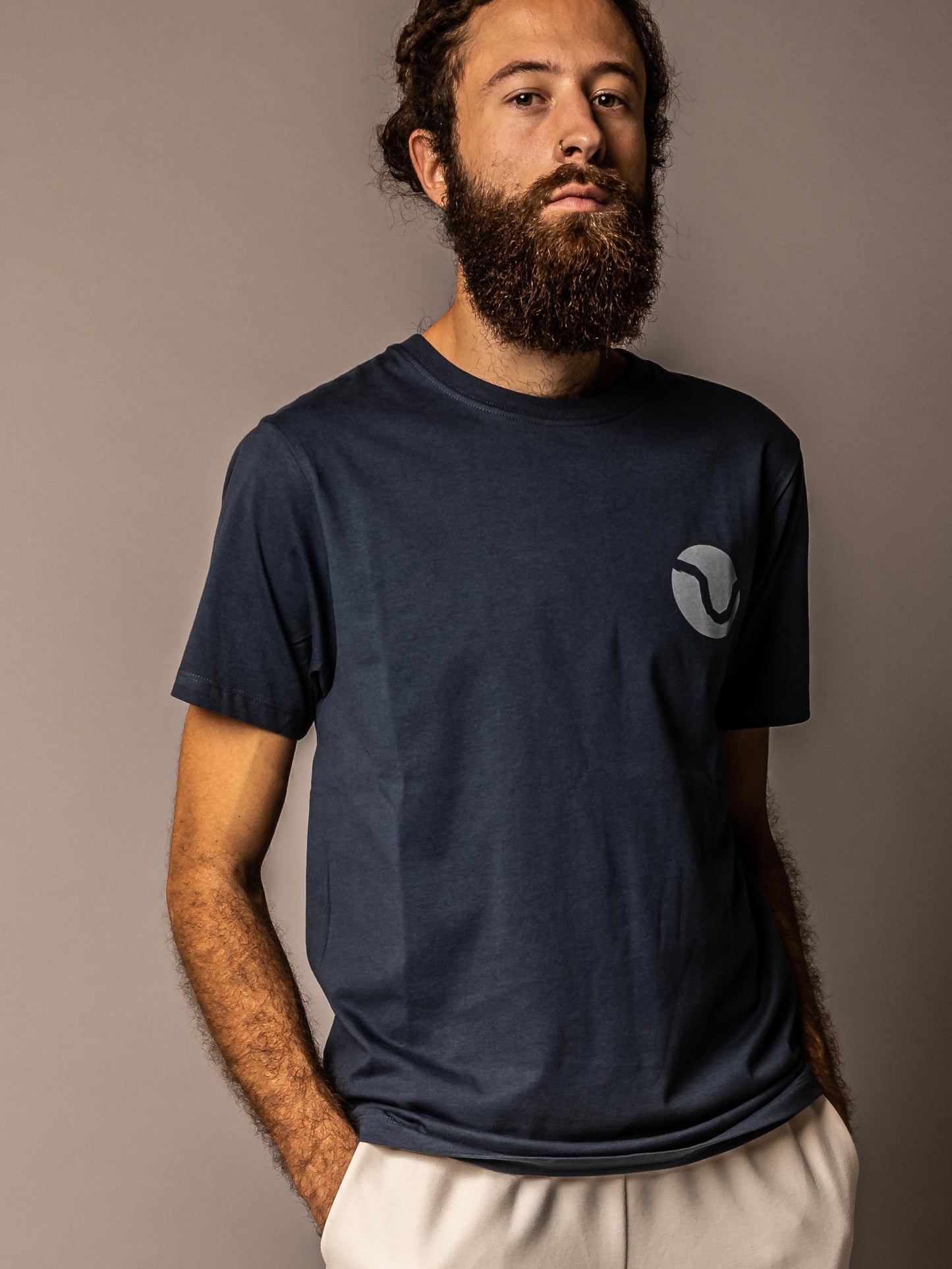 Blue men's t-shirt with Danube Bend pattern