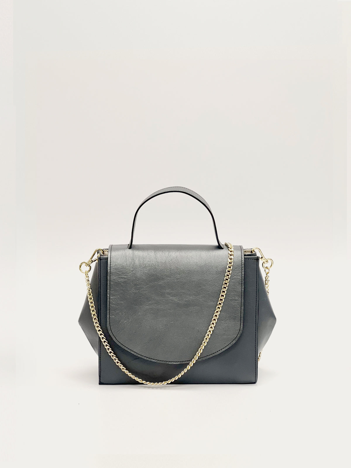 Gray leather crossbody bag 