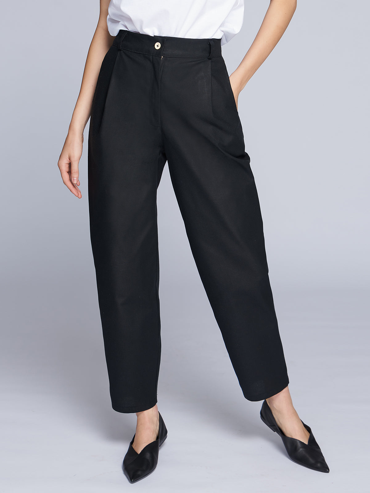 Black cotton slouchy women's pants
