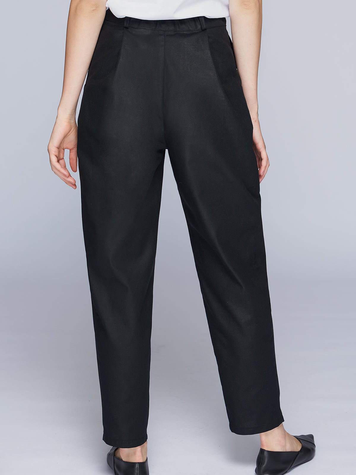 Black cotton slouchy women's pants