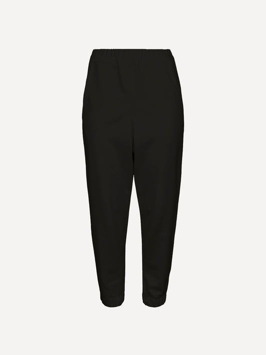 Black french terry loose pants for women